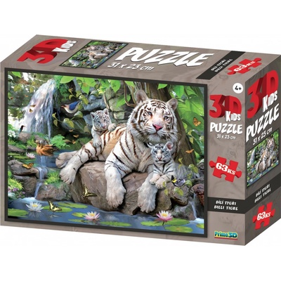 PRIME 3D PUZZLE Bílí tygři 63 ks