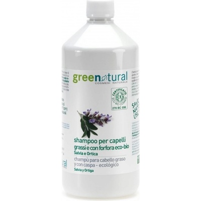 Greenatural Šampón pre mastné vlasy proti lupinám šalvia a žihľava BIO 1 l