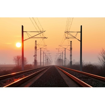 DIMEX ART s. r. o Флизелинов фототапет железопътна линия при залез слънце 375 x 250 см