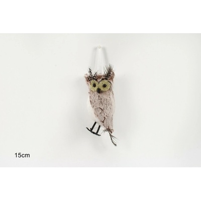MAKRO Dekorácia na vianočný stromček sova, 15x6cm