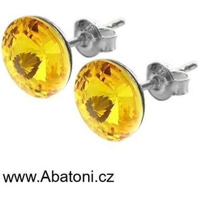 Swarovski Elements Rivoli vlepený krystal Ocelové náušnice pecky puzety žluto oranžové kulaté 51037.3 Sunflower žlutá tmavá žluto-oranžová