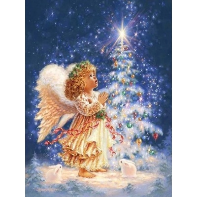 Norimpex - Puzzle Diamant painting: Angel by the Christmas tree 30x40cm - 1 - 39 piese