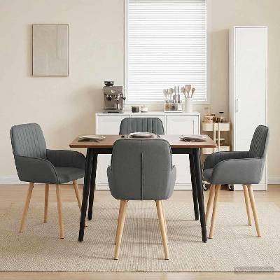 vidaXL Обедени столове 4 pcs Текстил Тъмносиво 56, 5 x 50 x 87, 5 см (3428194)