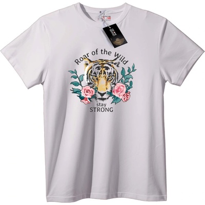 NOONEBRAND Тениска Рев на диви тигри - S, White