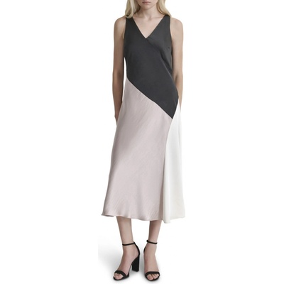 DKNY S/L V-neck Color-blo Blk/camel