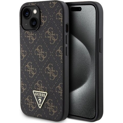 Guess PU Leather 4G Triangle Metal Logo iPhone 15 čierne