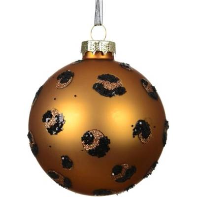 Decoris NENURODYTA_V Vánoční hračka na stromeček Leopard, hnědá, sklo