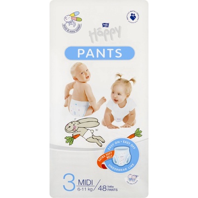 Bella Pants Бебешки гащички 6-11kg Midi 3 (48бр) (BB-055-MU48-002)