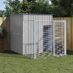vidaXL Кучешка къща със заграждение 165x251x181 см поцинкована стомана (172366)