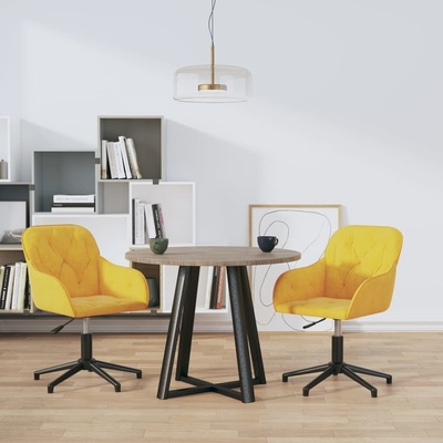 vidaXL 3103386 Otočná samet / Žlutá 2 ks