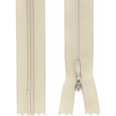 Zips špirálový skrytý 3 mm, 30 cm, nedeliteľný, jazdec dekoratívny - 307