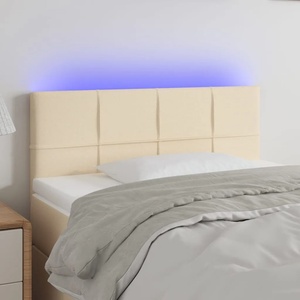 vidaXL LED горна табла за легло, кремава, 90x5x78/88 см, плат (3121599)