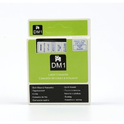 Label Dymo D1 45011 - kompatibilná páska - 12mm, modré písmo / transparentný(číry) podklad, dĺžka 7m