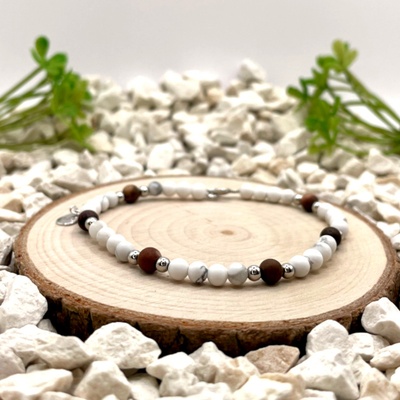 Certom stříbrný náramek magnezit a jaspis 0117