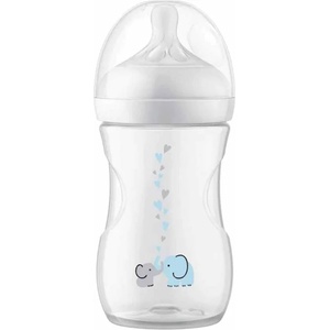 Philips Бебешко шише Philips Avent - Natural Response 3.0, AirFree, 1m+, 260 ml, Слон (SCY673/81) - ozone