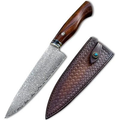 IZMAEL Damaškový kuchynský nôž MASTERPIECE Takara Hnedá 19.5 cm