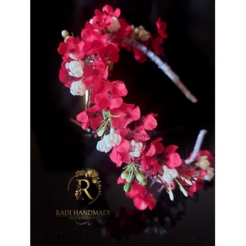 Image 1 of Radi handmade Стилна диадема с червени малки цветлета (669)