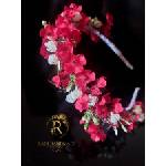 Radi handmade Стилна диадема с червени малки цветлета (669)