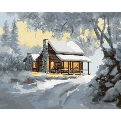 Zuty Malování Podle Čísel Zasněžený Srub Při Rozbřesku D. Rusty Rust 80 x 100 cm Plátno Rám