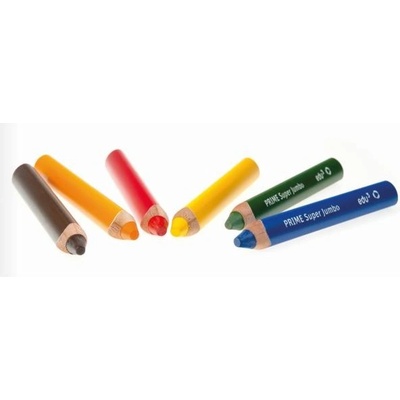 Edu3 Super Jumbo trojhranné pastelky v dreve K06 tuha 10 mm 6 farieb + 1 strúhadlo