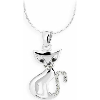 JSB Bijoux Mačka s krištáľovými kameňmi Swarovski® (biela)