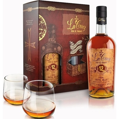 Ron La Cruz 12y 40% 0,7 l (dárkové balení 2 sklenice)