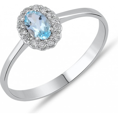 Lillian Vassago Prsten s modrým topazem a brilianty bílé zlato LLV11 SMR5730 02 BTZ