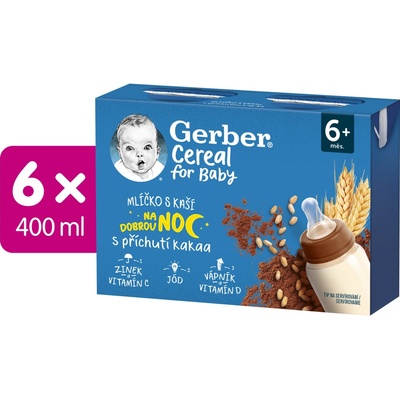 Gerber Cereal mliečko s kašou kakao 6 x 2 x 200 ml