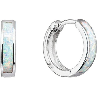 Evolution Group - Pavona Slušivé kruhové náušnice s bílými syntetickými opály 11402.1