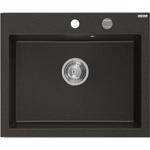 Mexen Elix гранитна мивка с 1 отделение 600 x 500 mm, черен/златен металик, хромиран сифон - 6525601005-75 (6525601005-75) Мивка за вграждане