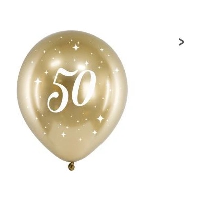 Balón 30cm zlatý s číslom 50 6v1