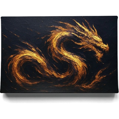 KRAFTHOUSE.EU Zlatý Ohnivý Drak – obraz na plátno Premium Canvas | 100% bavlna | Různé rozměry Velikost: 40 x 30 cm