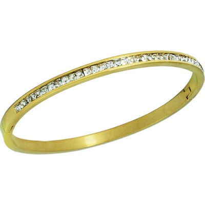 BM Jewellery Pevný ocelový náramek se zirkony zlatý S11139120