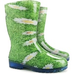 Demar rainny print 0054 Дамски ботуши с принт на цвете / маргаритки - зелени 40-41 (0054a/40-41)