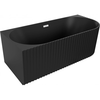 Mexen Gia свободностояща ъглова вана с рифелована лява позиция 170 x 80 см, черна мат, бял преливник - 52701708071L-20 (52701708071L-20)