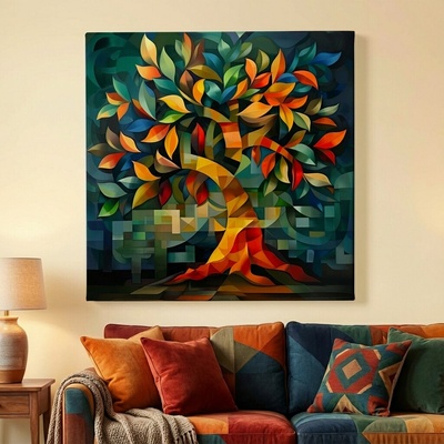 Obraz na plátně - Strom života Divoké kreace FeelHappy.cz Velikost obrazu (šířka x výška): 100 x 100 cm