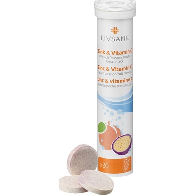 Livsane Zinok a Vitamín C broskyňa múčenka 20 ks
