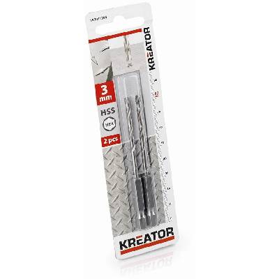 Kreator KRT011304 - 2 ks HSS Vrtáků do kovu HEX 3.0 x 82 mm KRT011304