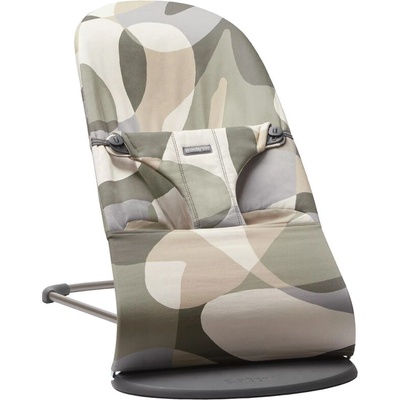 Babybjörn Lehátko Bliss Print Khaki green cotton, tmavá šedá konštrukcia