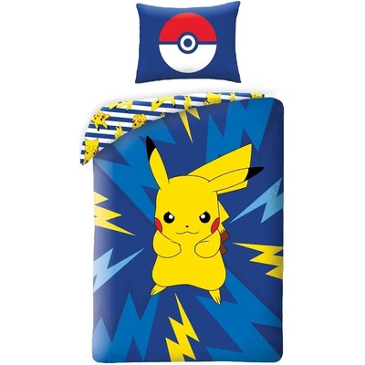 Halantex Obliečky Pokémon Pikachu with Pokeball POK-605BL 140x200 70x90
