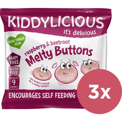 KIDDYLICIOUS Knoflíčky ovocno-zeleninové Malina s řepou 5 x 6 g
