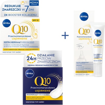 Nivea Q10 denní a noční krém proti vráskám SPF15 50 ml + krém pod oči 15 ml