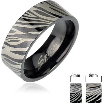 Šperky eshop ocelový prsten černá zebra J1.4