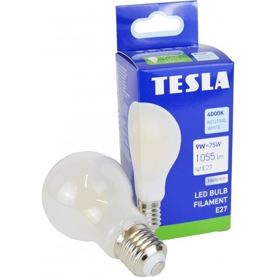 Tesla lighting LED žárovka FILAMENT BULB, E27, 9W, 230V, 1055lm, 2700K, 360st, mléčná