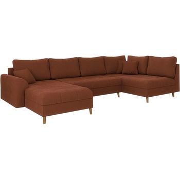 ROPEZ Ъглов диван от рипсено кадифе в тухлен цвят (ляв ъгъл) Ariella - Ropez (Ariella Narożnik U - Lewa OT Lincoln 57 Orzech)