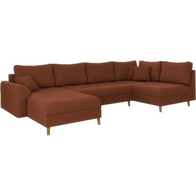 ROPEZ Ъглов диван от рипсено кадифе в тухлен цвят (ляв ъгъл) Ariella - Ropez (Ariella Narożnik U - Lewa OT Lincoln 57 Orzech)
