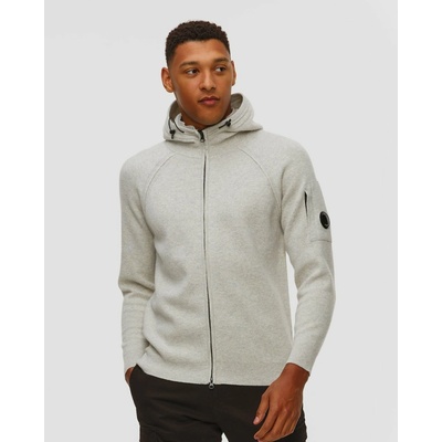 C.P. Company Lambswool GRS Full Zip Sweater bielo-sivá