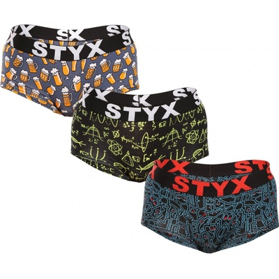 Styx 3PACK dámske nohavičky art s nohavičkou viacfarebné (3IN12672)