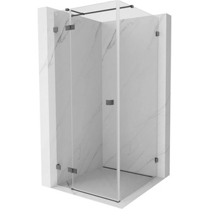 Mexen Lunar T двойна душ кабина лява 90 x 90 см, прозрачна, четка gun сива - 834T-090-090-66-00-L (834T-090-090-66-00-L)
