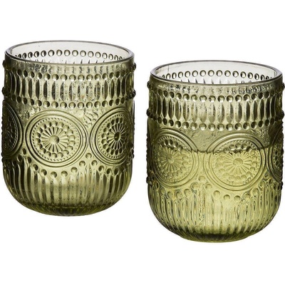 MONDEX Комплект стъклени чаши за вода и безалкохолно 4х260мл, зелени (1399)